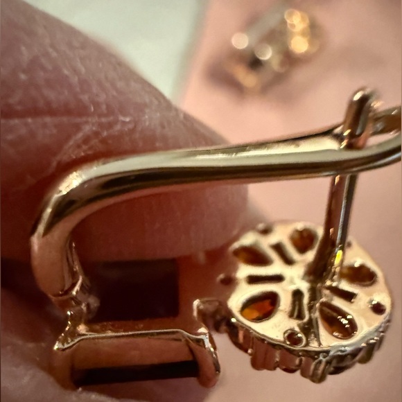 Swarovski Elements Gold Plated Purple and Pink Crystal Earrings - Picture 6 of 6